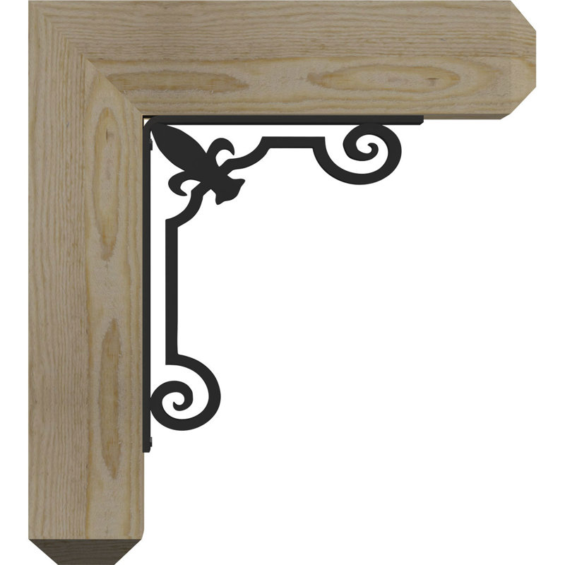 Fleur de lys triple support artisanal Ironcrest, H 20 po x P 18 po, 4"W x 4"T Douglas Fir (Rough Sawn)
