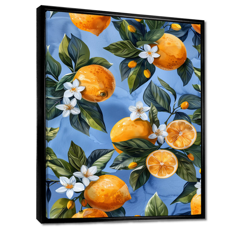 Marlement - fruits, art mural salon, Cadre flottant noir, H 24 po x l 32 po