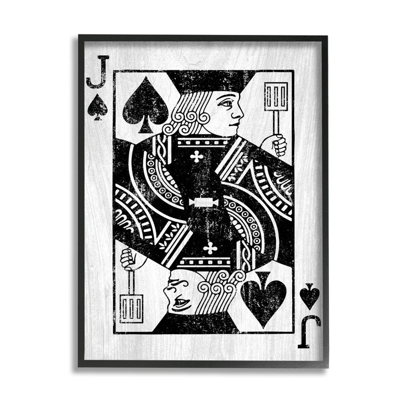 Carte de jeu de cartes Jack Spade, giclée par Lil 'Rue, H 14 po x l 11 po x P 1,5 po, Giclée encadrée noir minuit