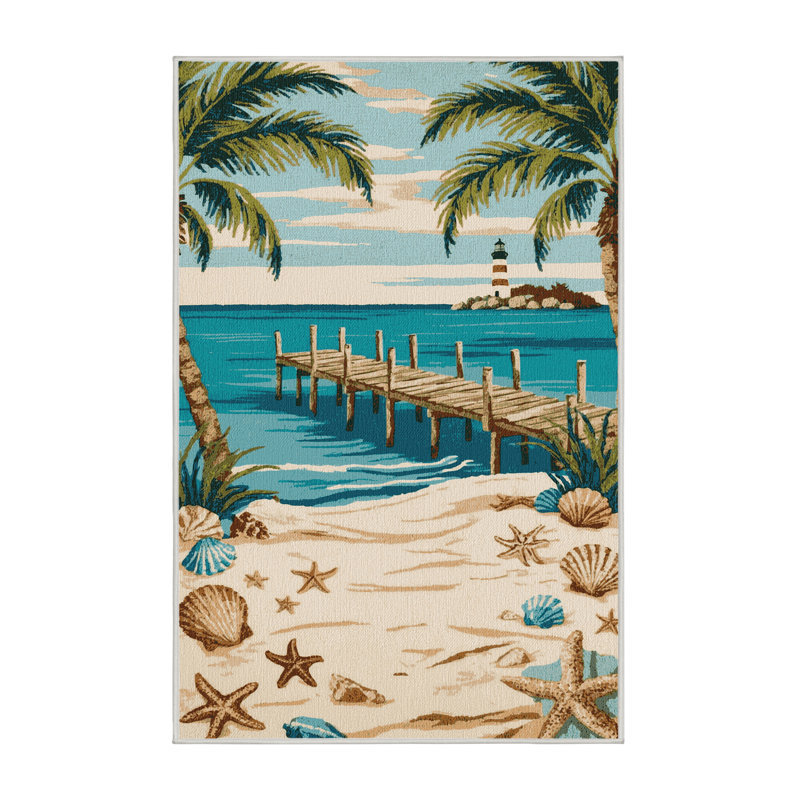  Tapis bord de mer lavable, Rectangle 4pi x 6 pi