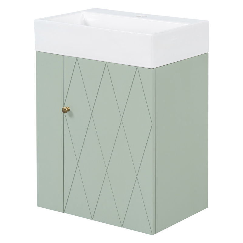 Meuble-lavabo 20 po avec lavabo en céramique, Vert