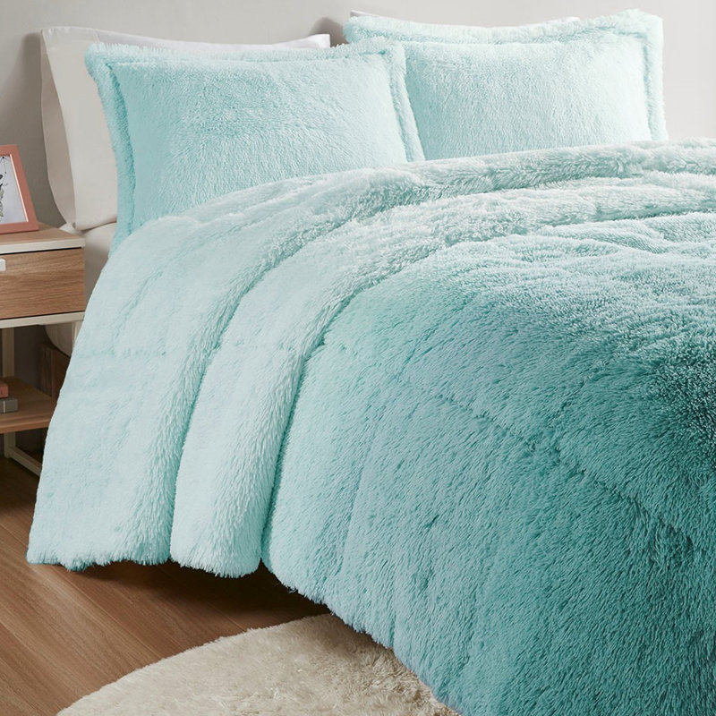 Édredon ombré en fausse fourrure pour lit simple / simple TG