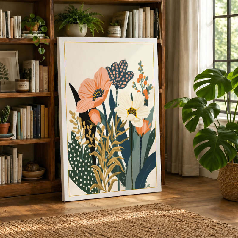 Study Botanical - Wrapped Canvas, 36x24 - 91.4 x 61.0 cm, Terracotta Border