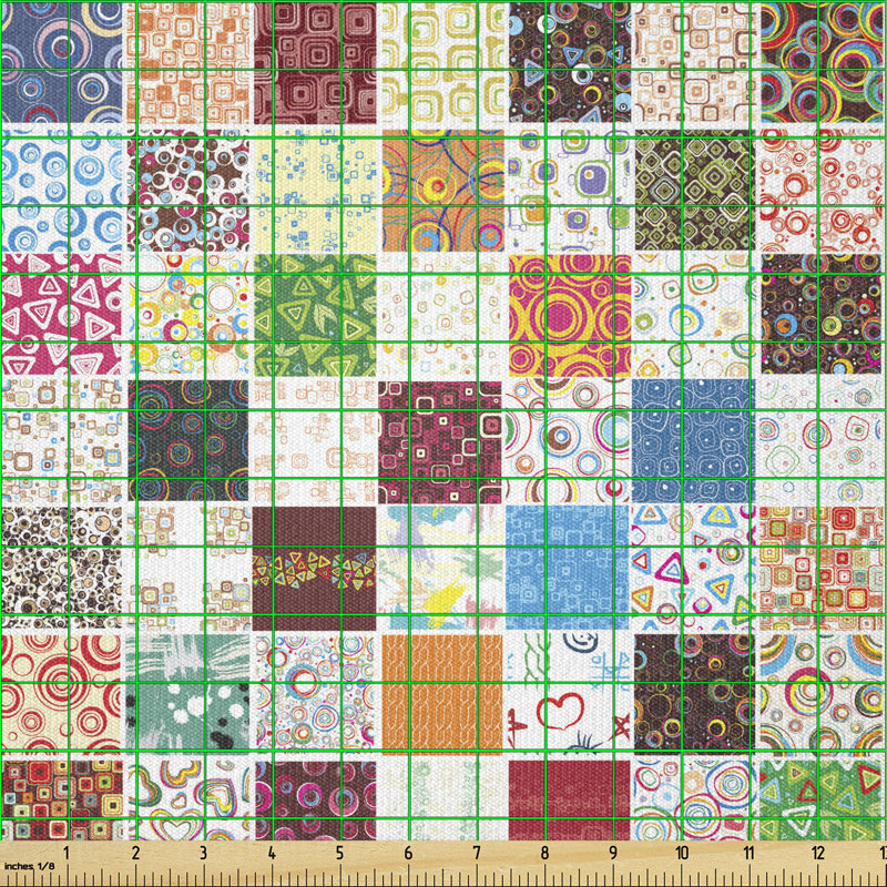 Tissu rétro Ambesonne par The Yard, gros patchwork de différents motifs traditionnels traditionnels, carré