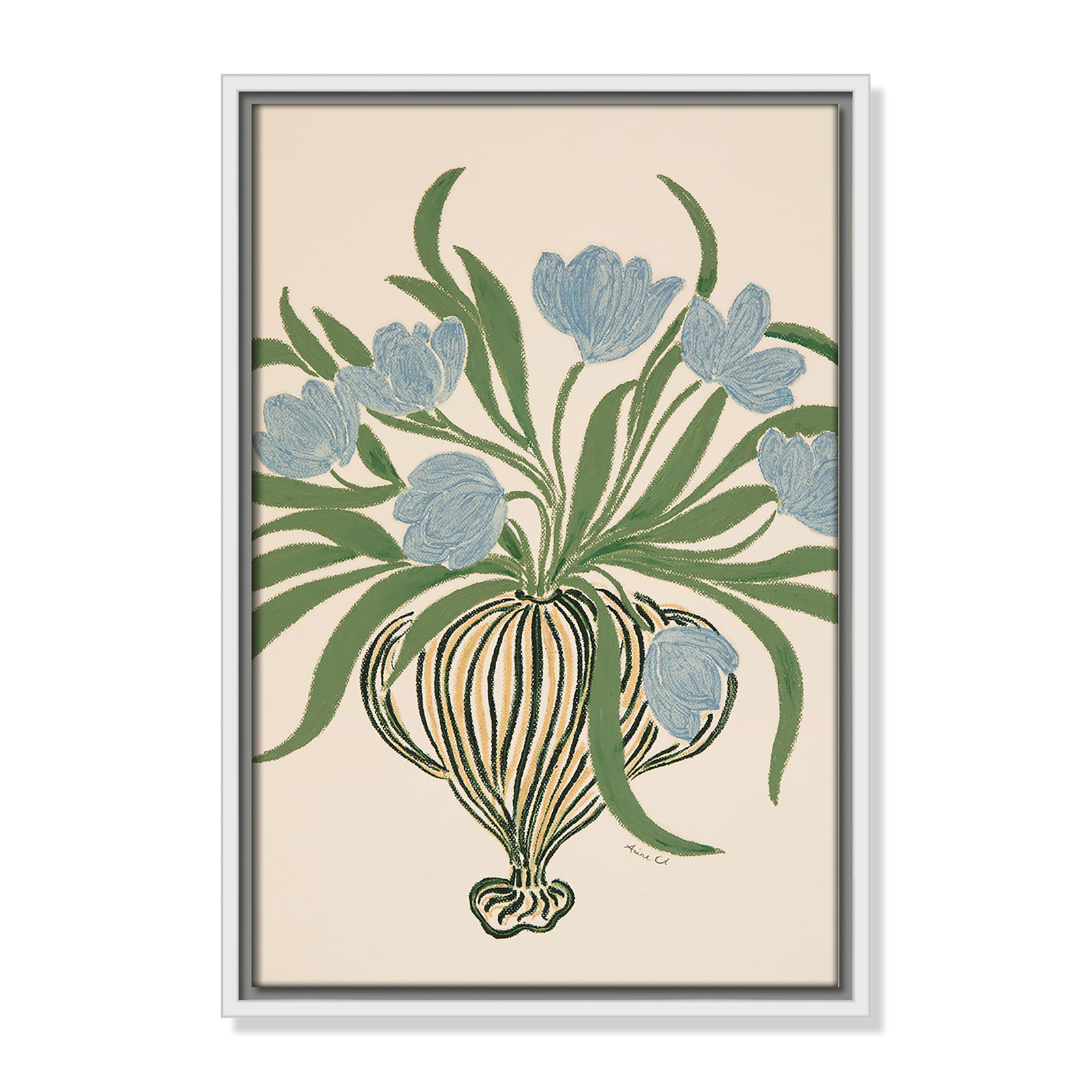Colette "La Poire Blue Tulips" Print, 19.5" H x 13.5" W, White