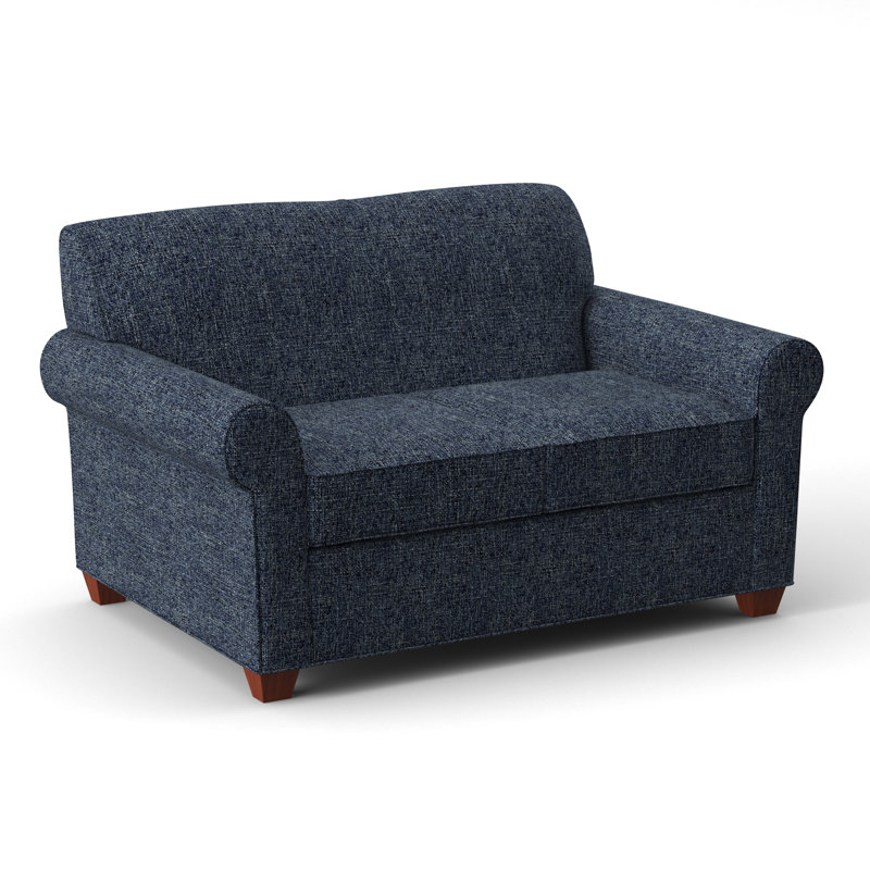 Finn 59" Rolled Arm Loveseat, BM Cherry, Connelly Blue Jay