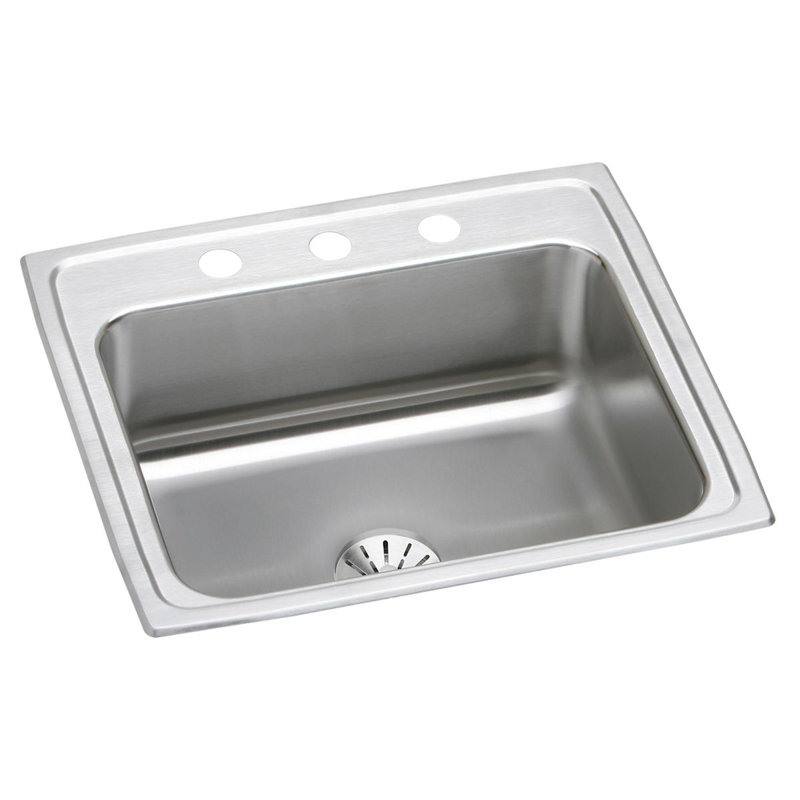 Lustertone 22" L x 19.5" W Drop-In Kitchen Sink with Basket Strainer, 2 hole