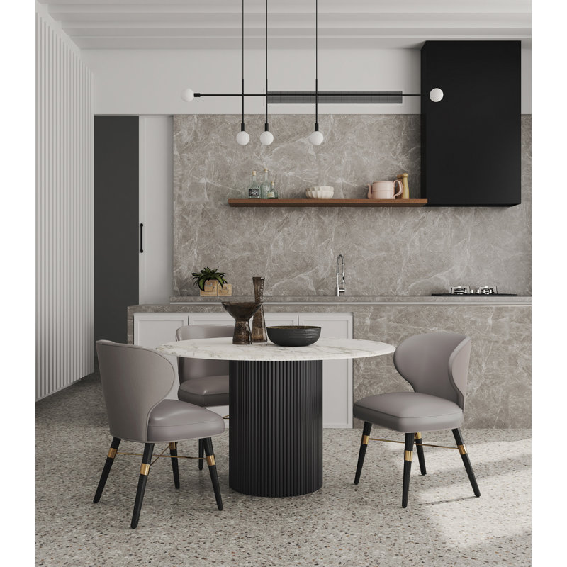 Strine Velvet And Leatherette Side Chair Dining Chair, 2