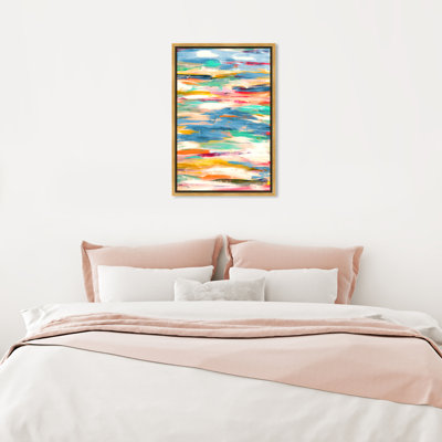 " Abstract Blue/Yellow/White Bayou " by Oliver Gal Painting Print
