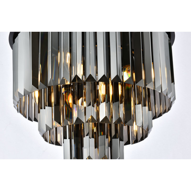 Yazmin Crystal Flush Mount, Gray, Matte Black