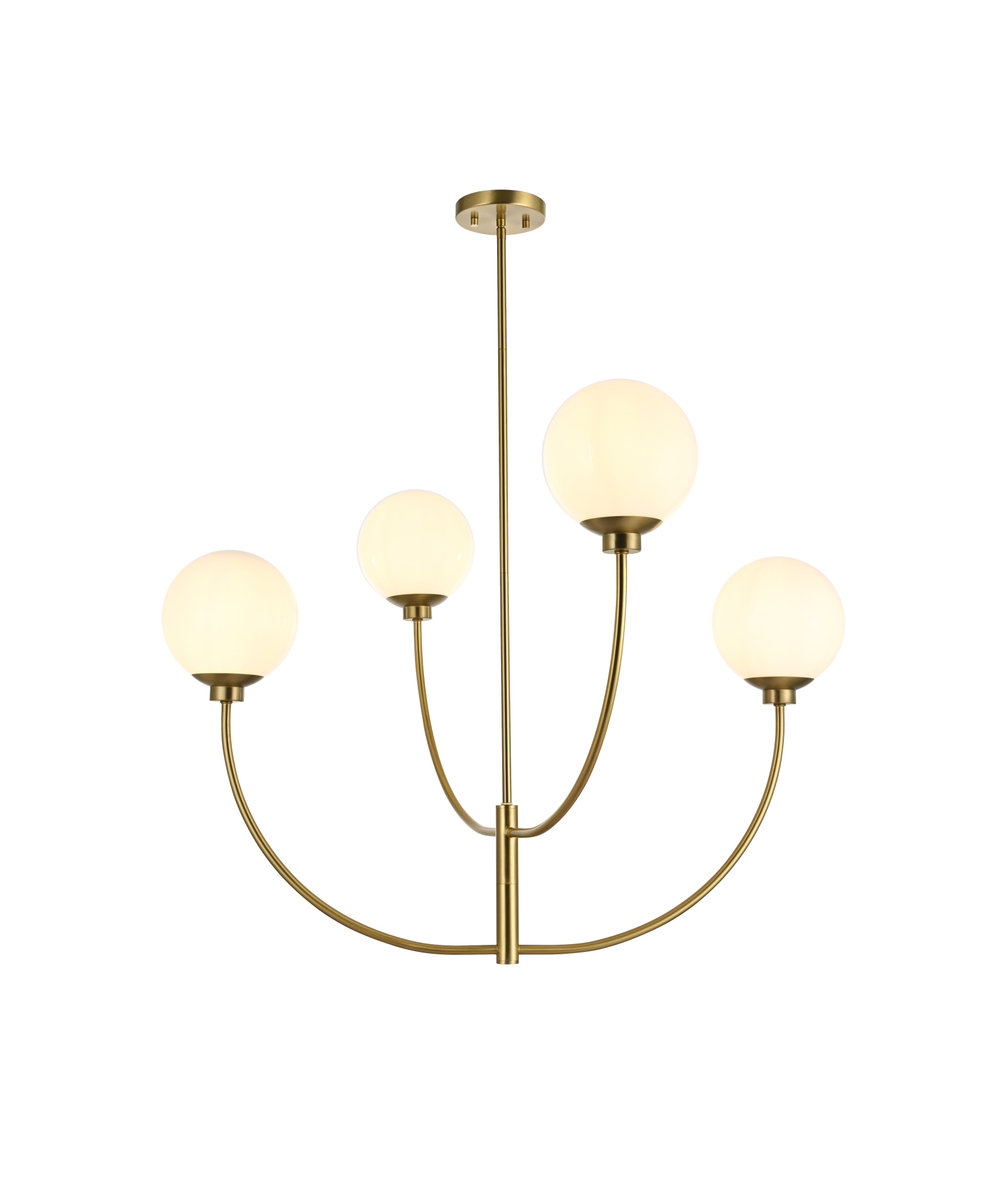 Kyle 4-Light Chandelier, Satin Gold, 27" H x 36" W x 36" D