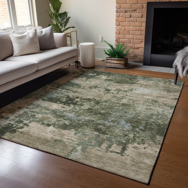 Machine Washable Indoor/Outdoor Wagenen ACN2366 Abstract Rug, Rectangle 3' x 5'