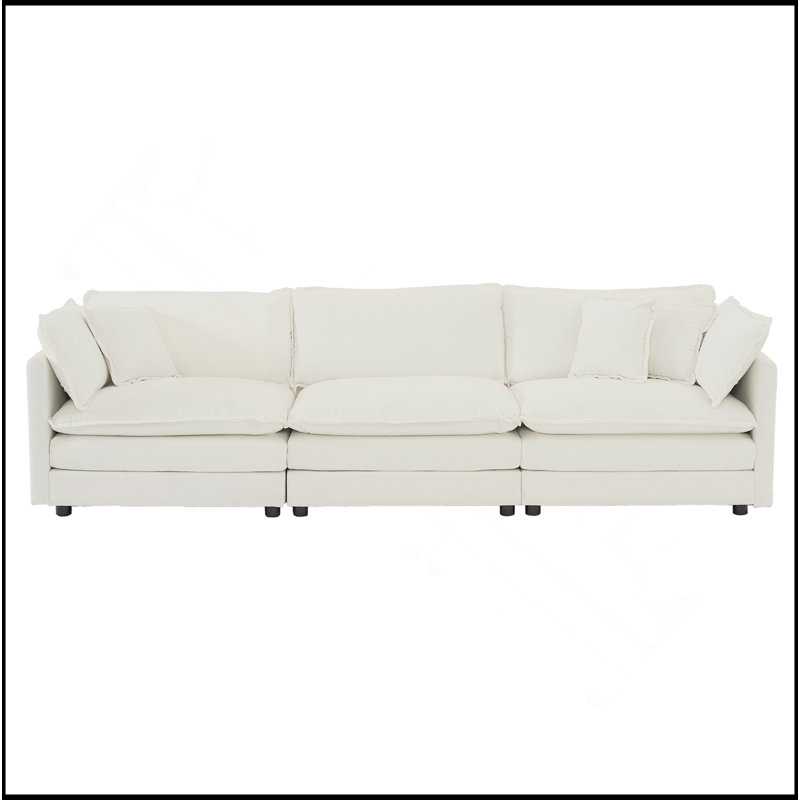 Canapé moderne, ensemble de canapé modulaire à assise très profonde 3 pièces pour salon, canapé surdimensionné, canapé 3 places, causeuse et canapé simple, chenille blanche