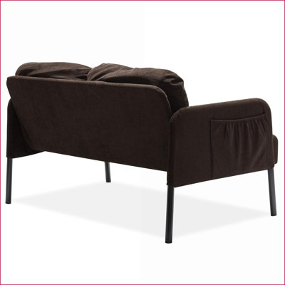 Canapés-lits: causeuse moderne 2 places avec repose-pieds, causeuse en tissu brun noyer pour petit salon, chambre à coucher | Noyer brun | Tissu