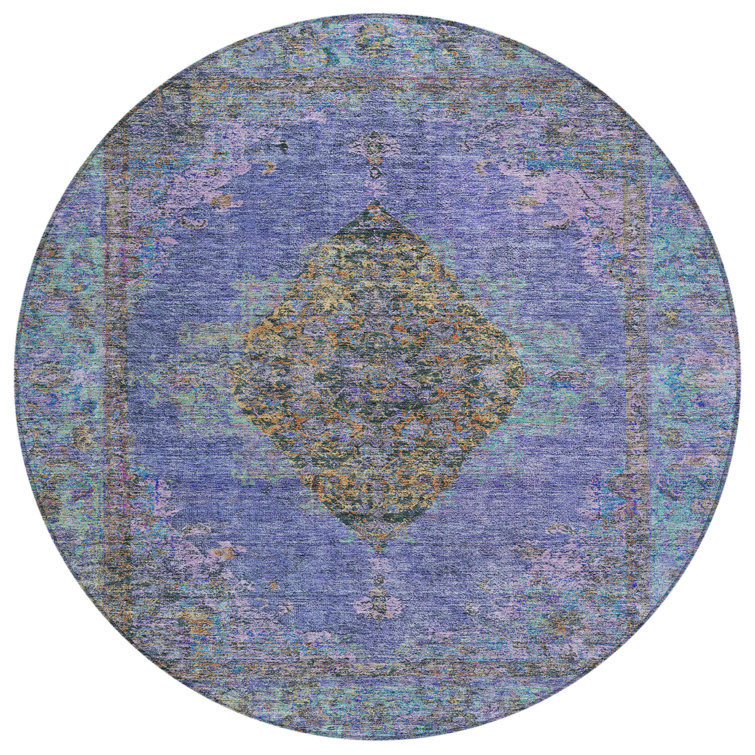 Machine Washable Indoor/Outdoor Xhevrie Purple Rug