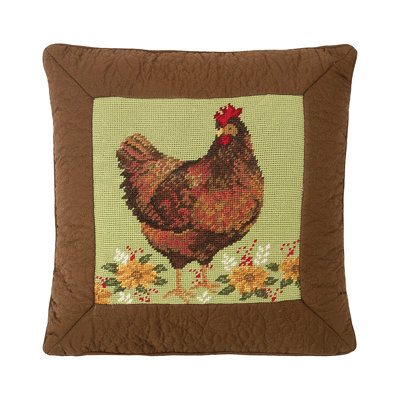 Black Eye Rooster Needlepoint Pillow