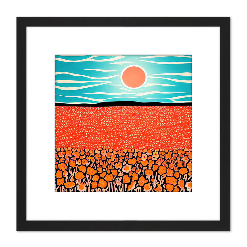 Landscape California Poppy Flowers Sunrise - Single Picture Frame Print