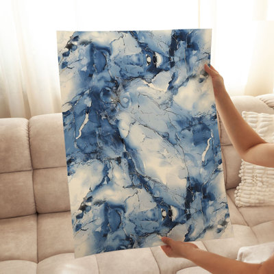 Motif abstrait de géodes de marbre bleu abstrait, impression d'art moderne sans cadre
