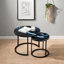 Paire de tables basses gigognes avec finition noire classique, style industriel moderne, panneau de fibres à densité moyenne et métal