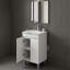 Ce meuble-lavabo moderne en panneau de fibres à densité moyenne comprend un lavabo en résine, un comptoir blanc de style contenant et un robinet, créant un look simple, épuré et sophistiqué.