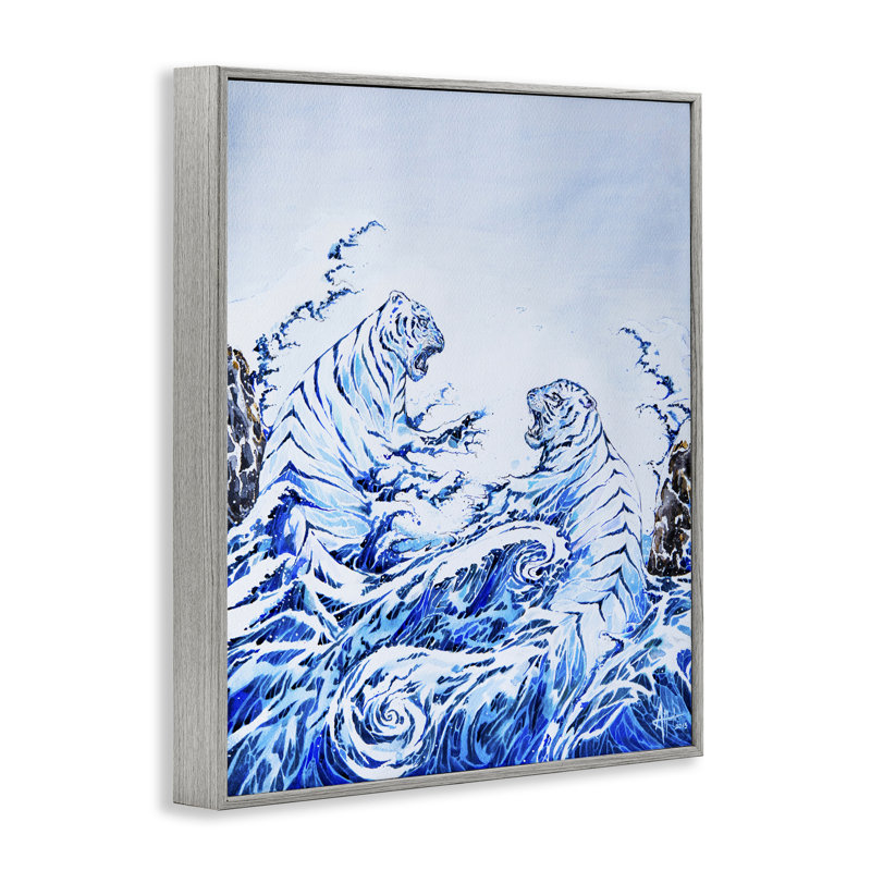 «Crashing Waves Tigers», estampe numérique, conception de Marc Allante, H 30 po x l 24 po, Estampe numérique Farmhouse