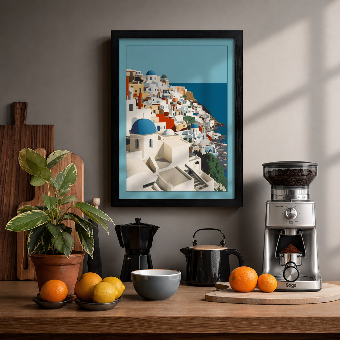 Mediterranean Hillside Coastal - Framed Print