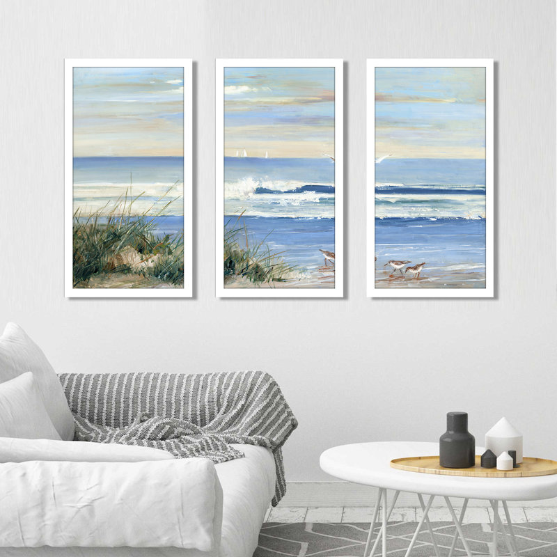 "Beach Combers", reproduction sur acrylique 3 pièces, H 33,5 po x l 52,5 po x P 1 po