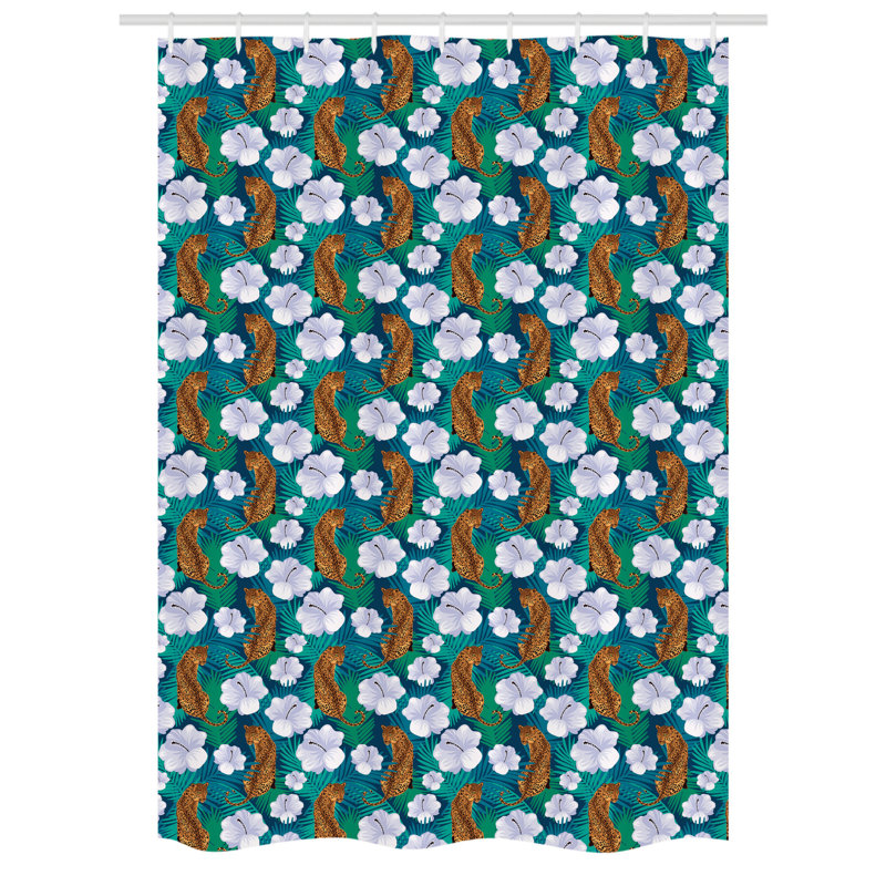 Floral Shower Curtain with Hooks Included, 54" W x 78" L