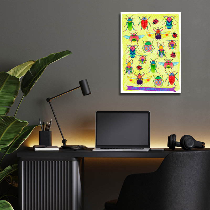  «Weird And Wonderous Beetles Mounted» par Hello Angel, art mural en verre acrylique, 24 po x 36 po
