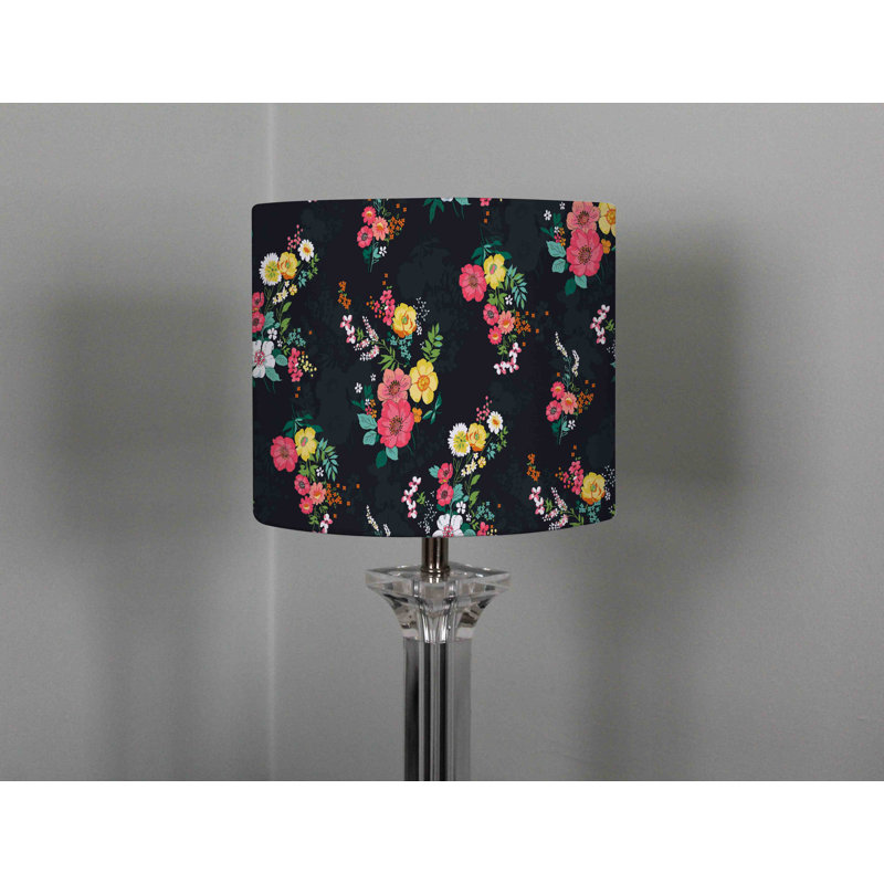 Floral Pattern 22 cm H Drum Cotton Lamp Shade ( Uno )