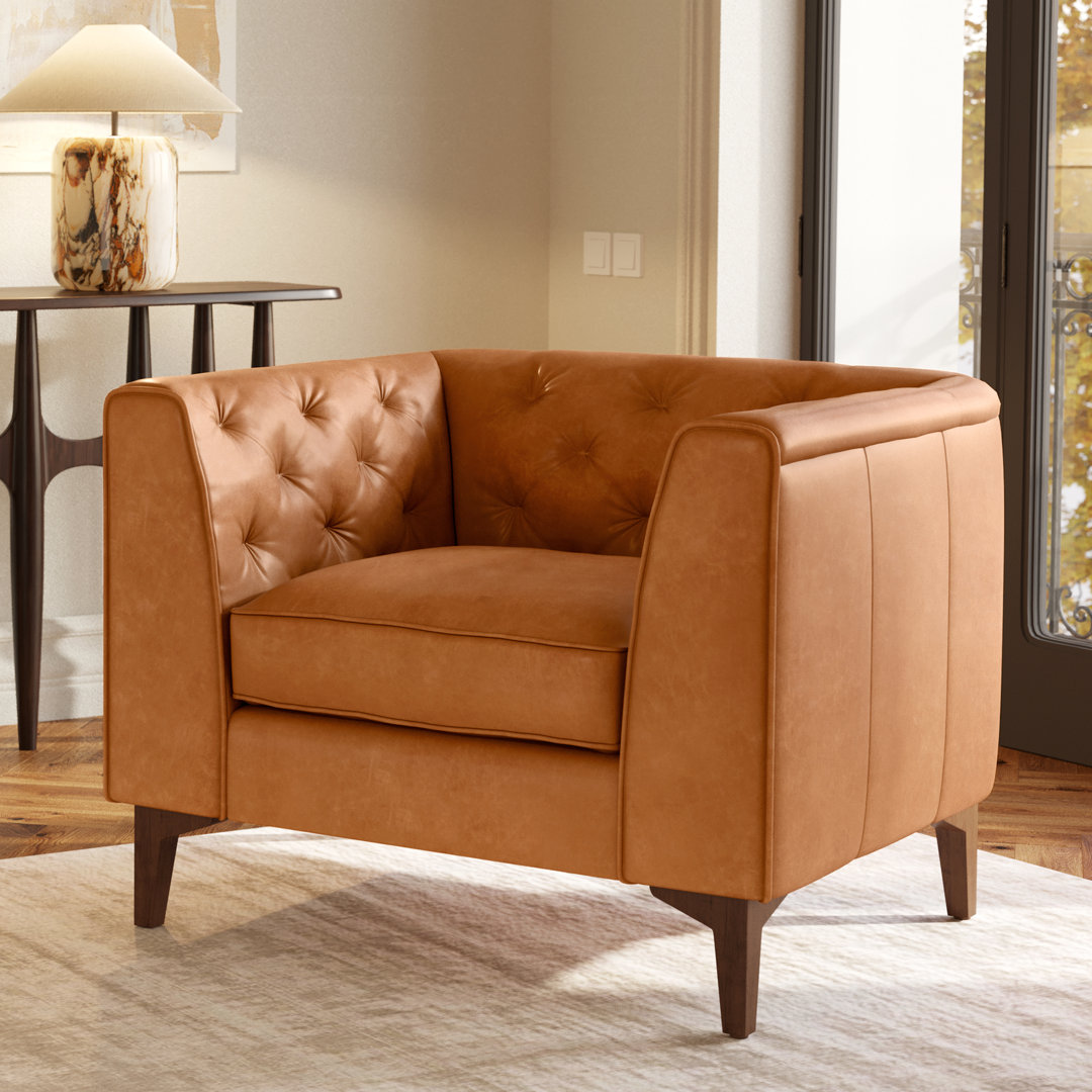 Kumara Genuine Leather Lounge Chair Williston Forge Leather