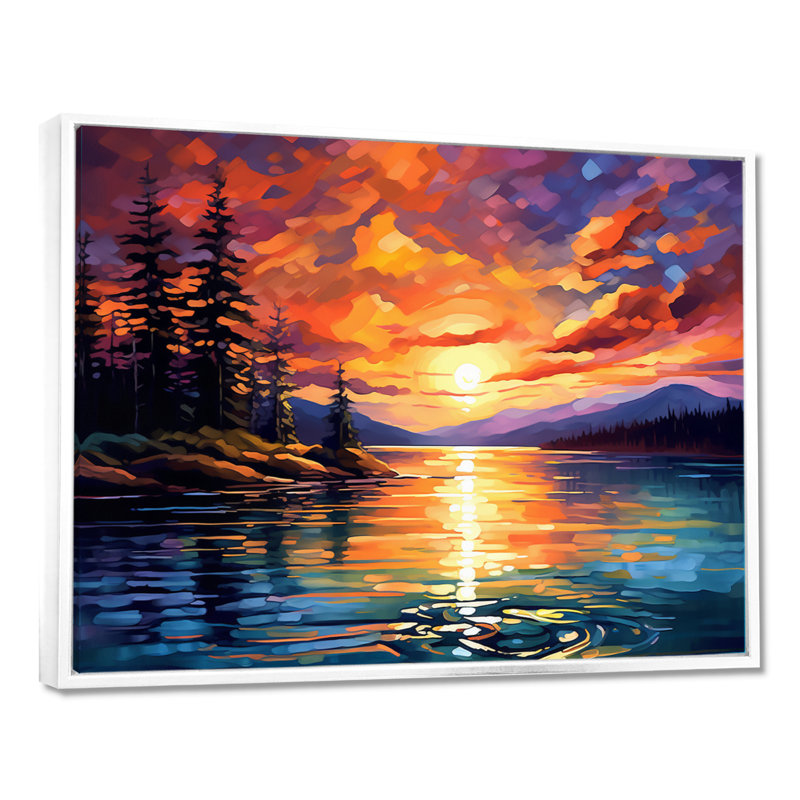 Coucher de soleil avec des reflets colorés IV - art côtier coucher de soleil sur toile, H 12 po x l 20 po x P 1 po