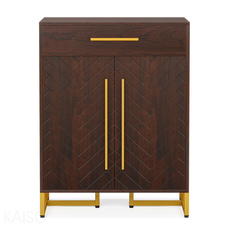 29.52 Inches Walnut 6-Tier Wooden Entryway Shoe Storage Cabinet With Doors