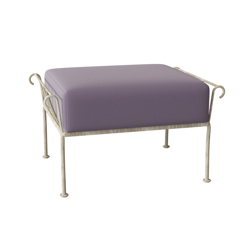 Terrace Outdoor Ottoman, Weathered White, Canvas Heather Beige Sunbrella® Canvas