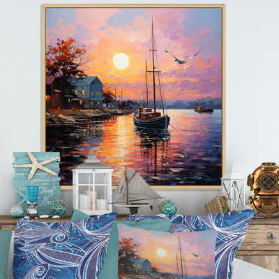 Port Portside Harmony Pointillism - reproduction sur toile