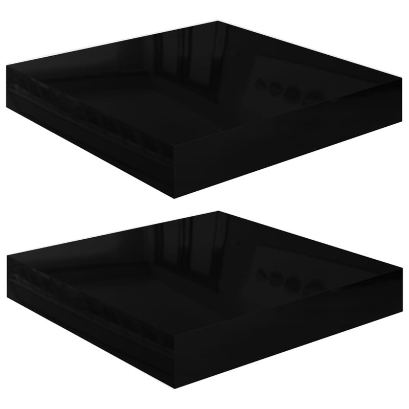 Arson 2 Piece Floating Shelf, High Gloss Black, 3.8cm H x 23.5cm W x 23cm D