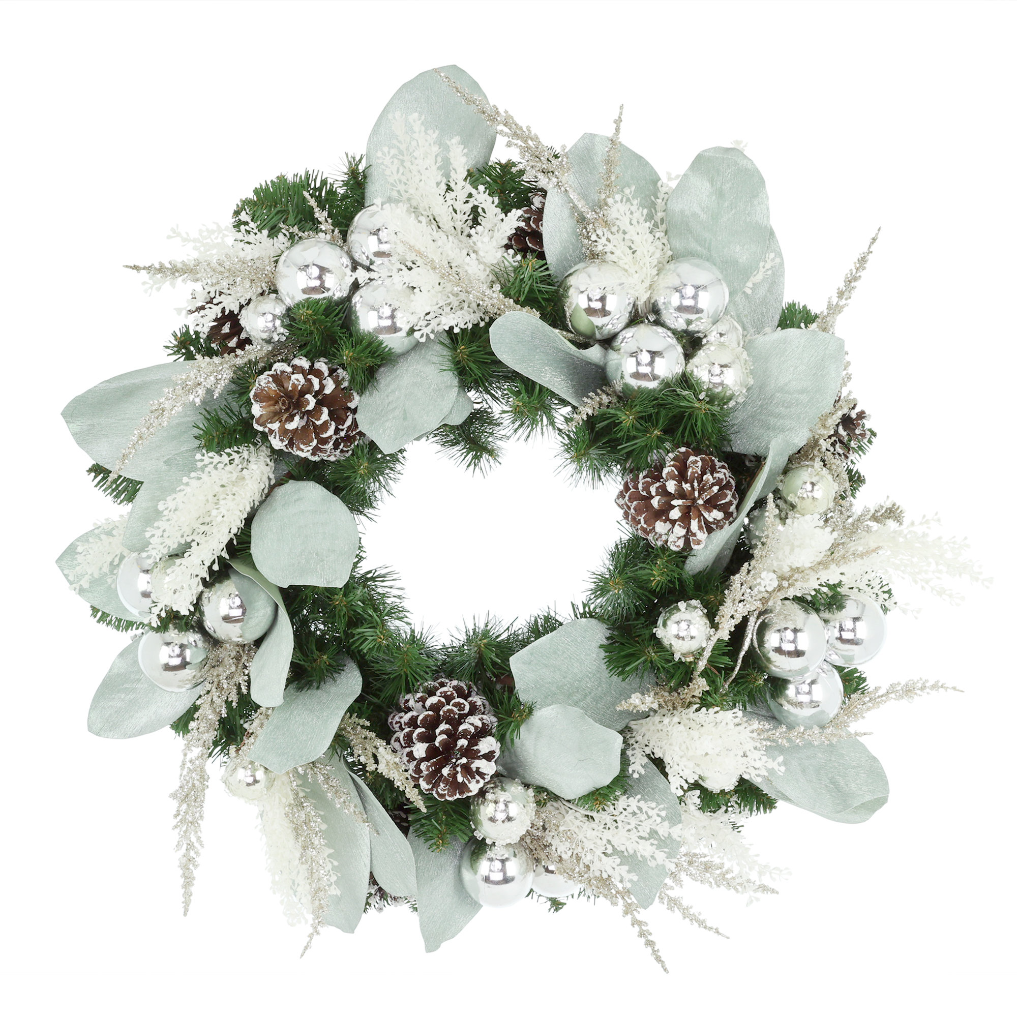 The Holiday Aisle® 28'' Holiday Wreath Arranged with Ornaments and Pinecones | Wayfair