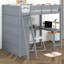 Lit mezzanine double en bois avec bureau et tablette-399196063