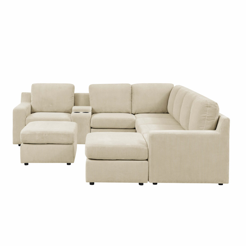 Larnwick Sectional, Beige Corduroy