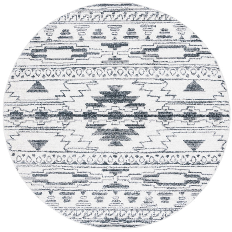 Tapis ivoire / gris Lowrey, Rond 6 pi 7 po