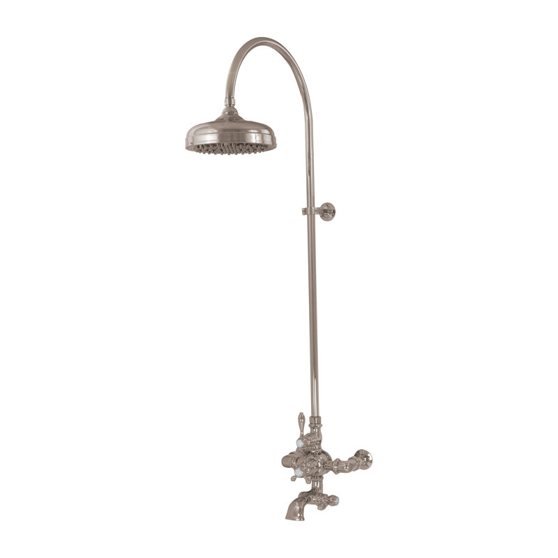Système de douche thermostatique exposé 52 po mural avec poignées levier / croix 1,75 GPM