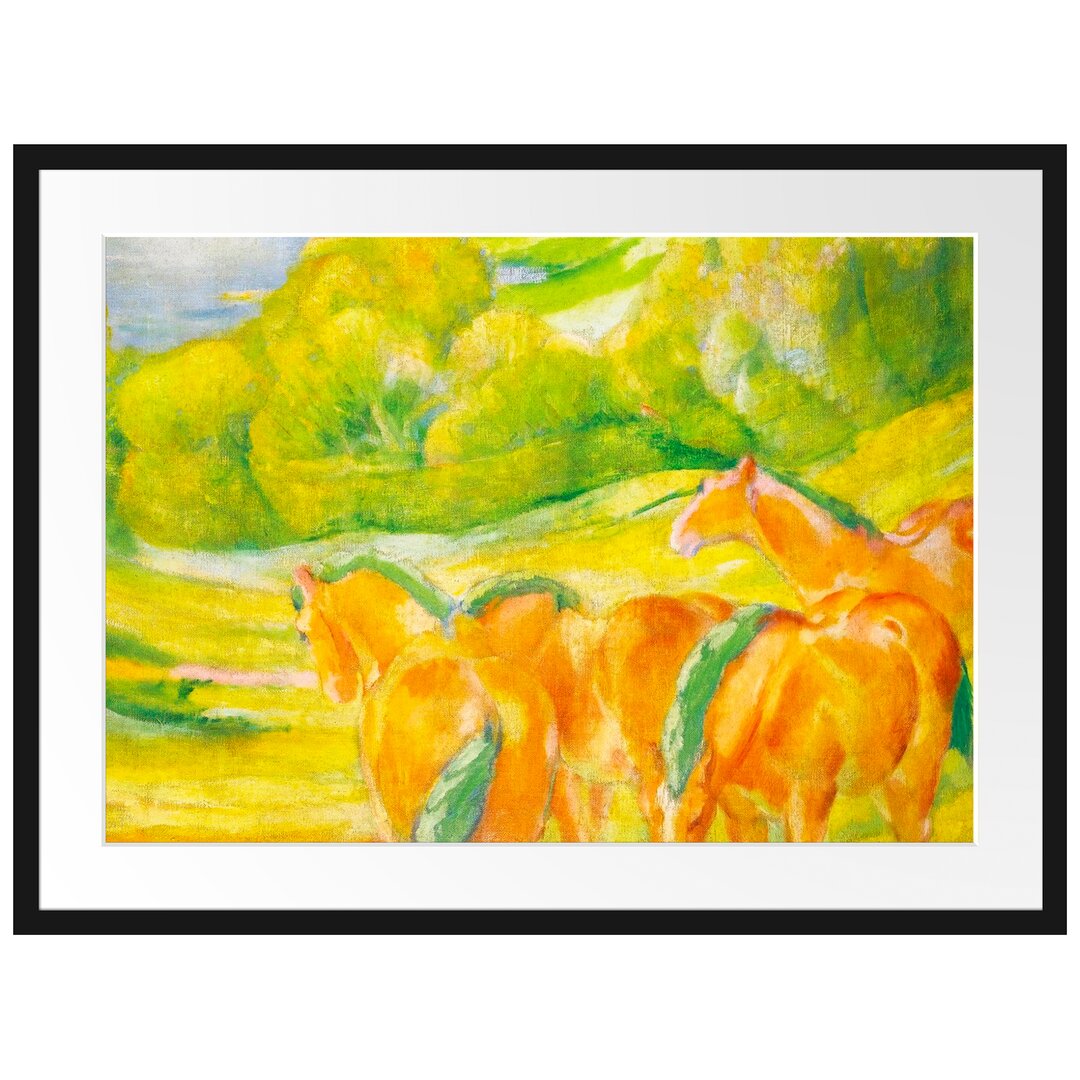 Franz Marc - Große Landschaft I - Im Bilderrahmen Mit Galerie-Passepartout