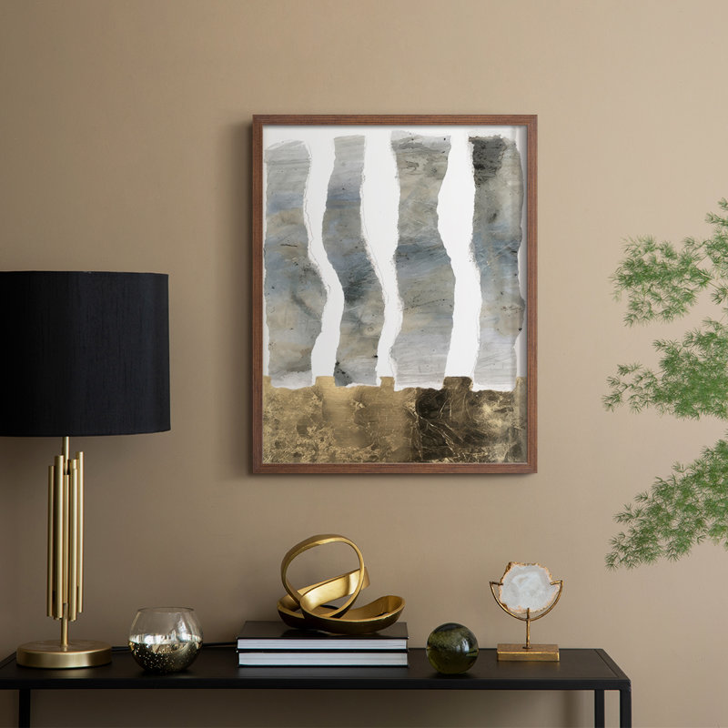 «Protracted Pillars II», reproduction encadrée - bois massif, H 15 po x l 12 po, Noyer