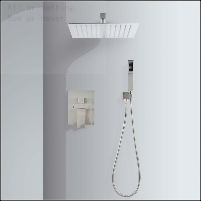 Système de douche de pluie mural de 12 pouces, Nickel brossé