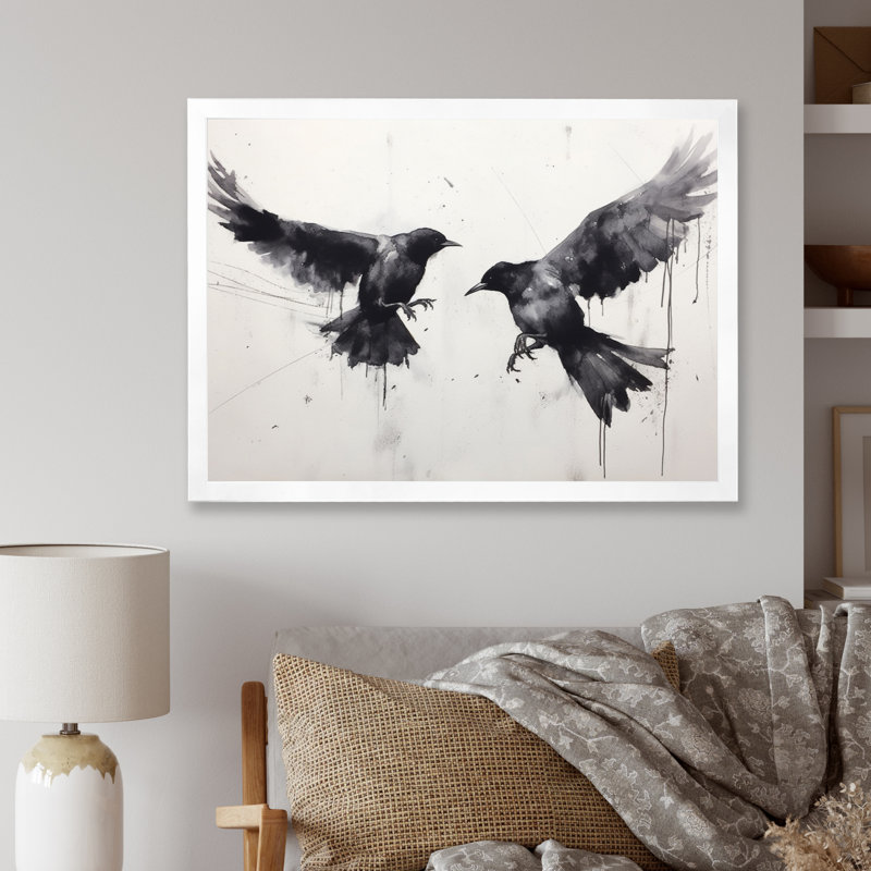 Impression sur toile, corbeau mystique - Mystic Ravens I, H 12 po x l 20 po x P 1 po, Cadre simple blanc