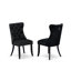L'ensemble de salle à manger 7 pièces comprend une table à manger et 6 chaises de salle à manger en tissu de polyester noir avec dossier capitonné - finition noir sablé-1760757058