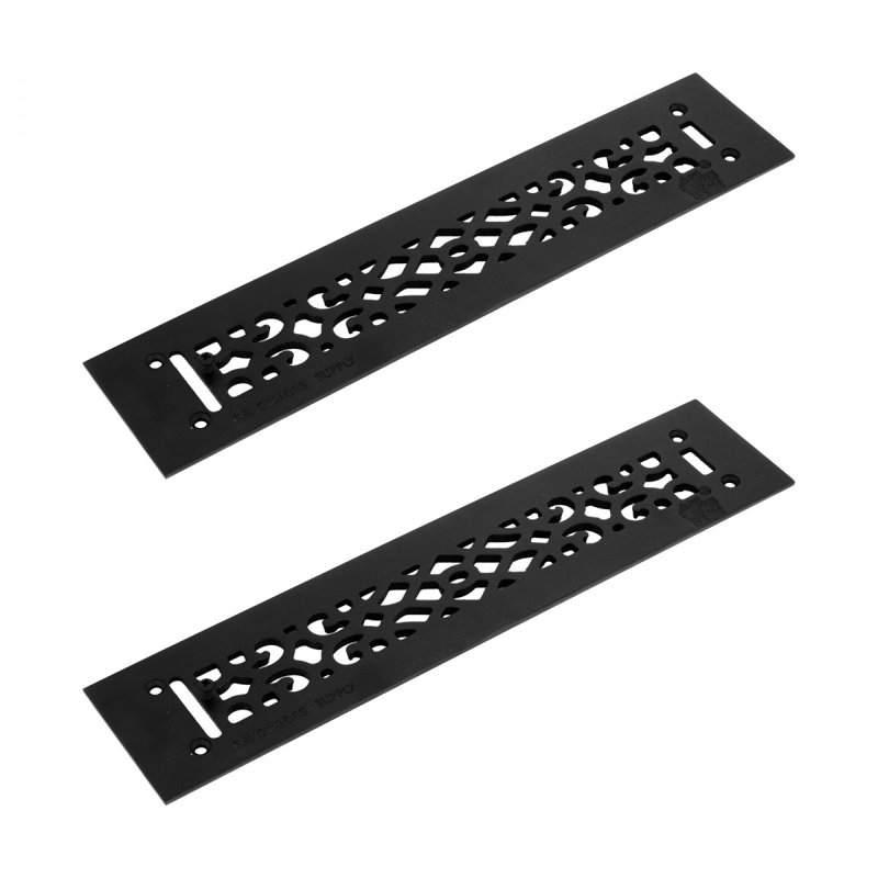 Grille d’air thermovictoriane en fonte d’aluminium 3,5 po x 16 po noir