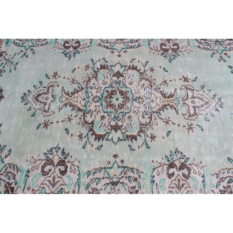 Tapis turc Oushak fait à la main en vert pour le salon et la décoration intérieure