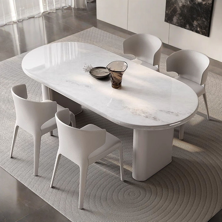 ALLNICEDT Modern White Oval Marble Dining Table Wayfair