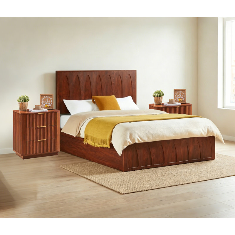 Structure de grand lit avec tiroirs, Brown